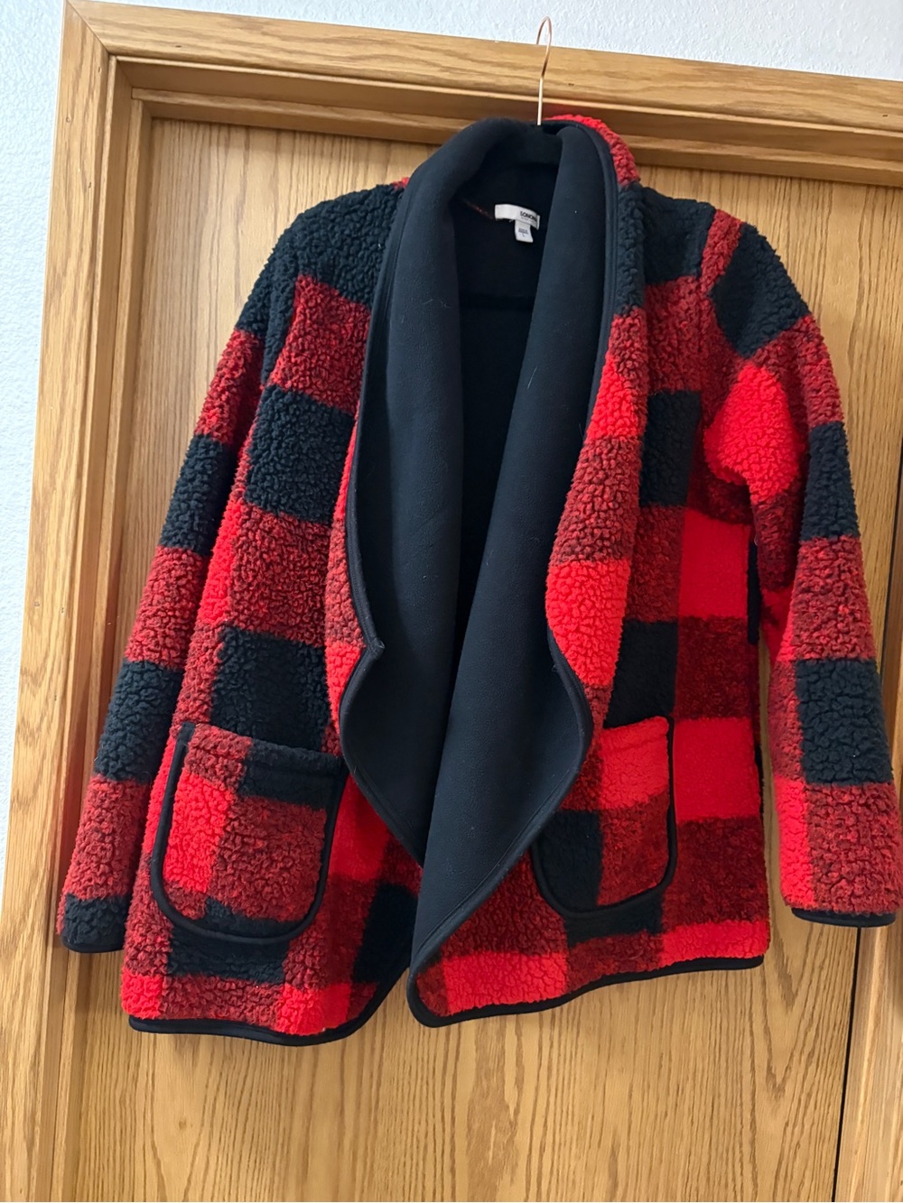 Sonoma Red and Black Buffalo Check Teddy Jacket